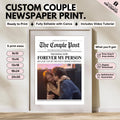Custom couple newspaper print, The Couple Post, framed with a Forever My Person headline