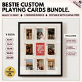 Bestie playing card poster bundle with 3 designs, 5 print sizes and an editable center card