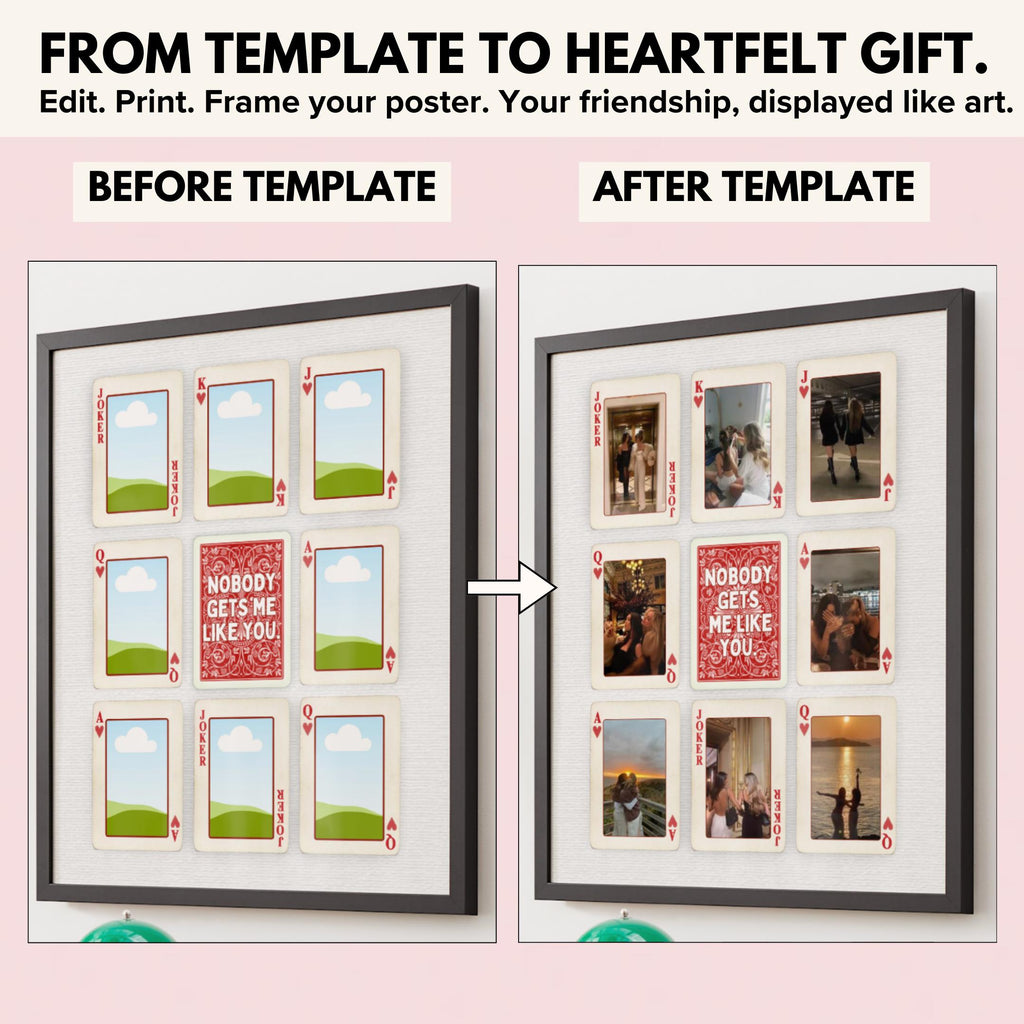 Playing card poster before and after adding your photos