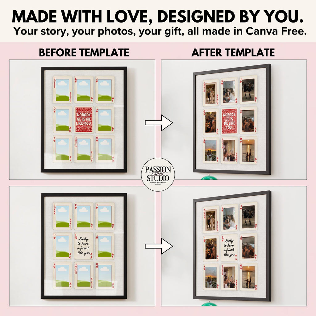 Before and after: Nobody Gets Me Like You and Lucky to Have a Friend Like You designs