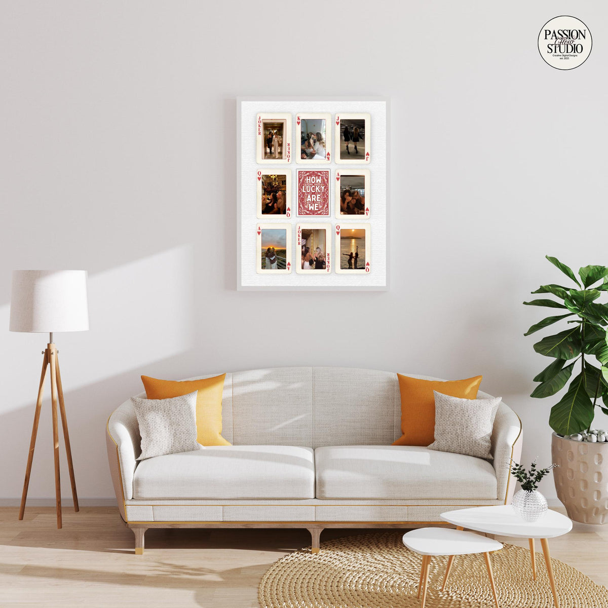 How Lucky Are We playing card poster in a living room