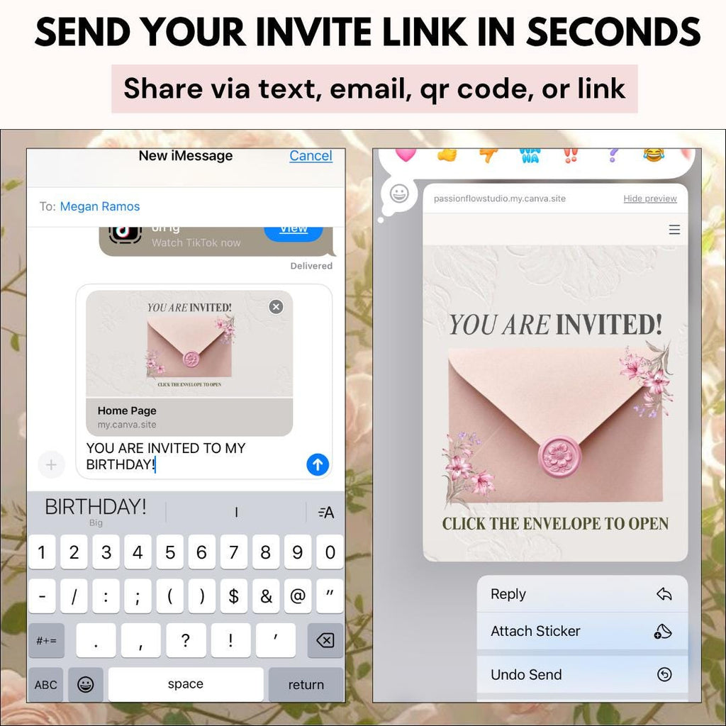 Send your invite link to guests in seconds