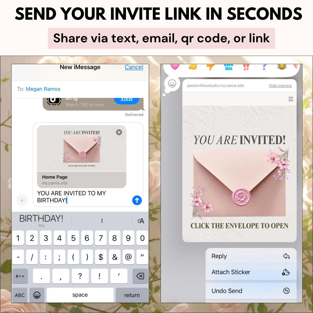 Send your invite link to guests in seconds