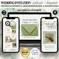 Sage green and gold floral wedding invitation website