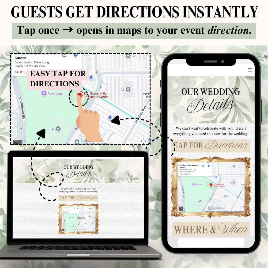Sage green wedding invite website pages
