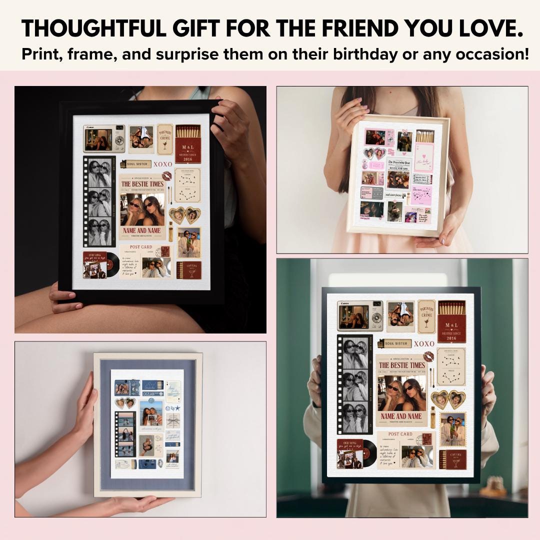 Bestie matchbook posters held up as birthday gifts