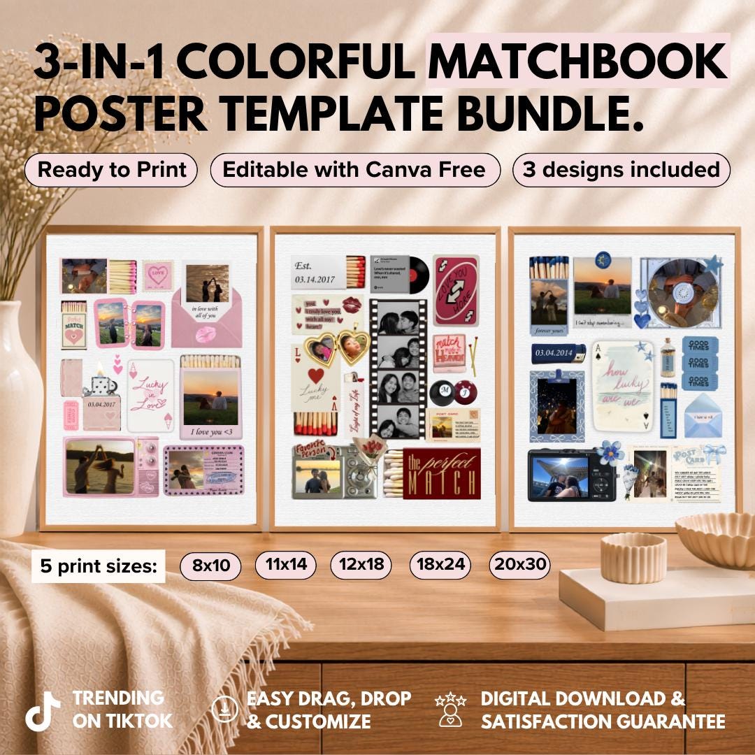 Custom couple matchbook art poster