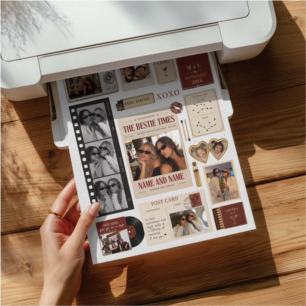 Vintage bestie matchbook poster printing at home