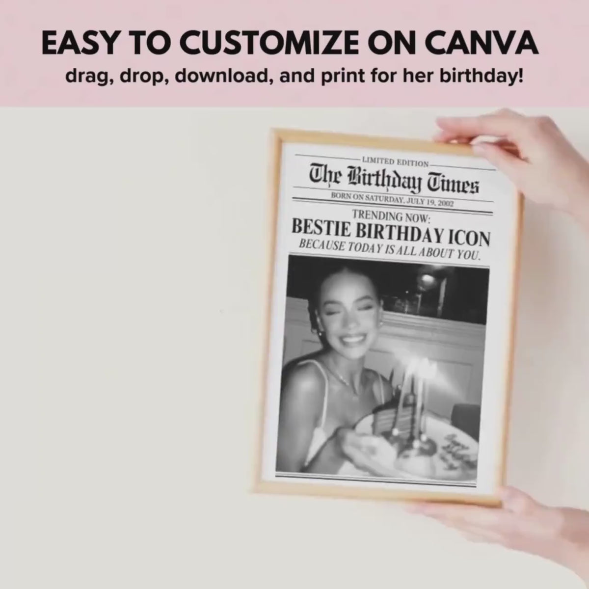 Birthday newspaper print video preview